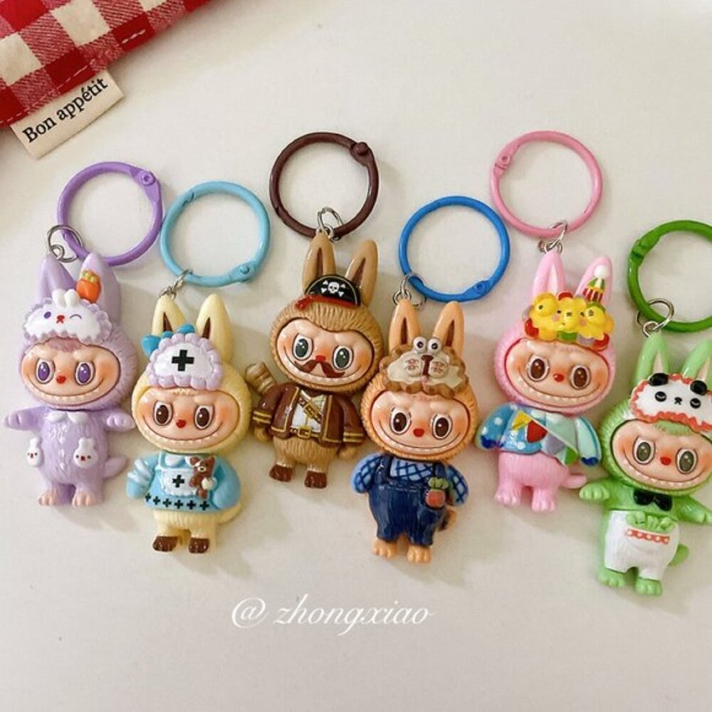 New Popular Hot! mini brown Mocha bunny Labubu Baby keychain dangeler figure - Picture 3 of 3